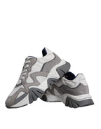 Versace Grey Leather Neoprene Chunky Low Top Squalo Sneakers Shoes - ACCEXO