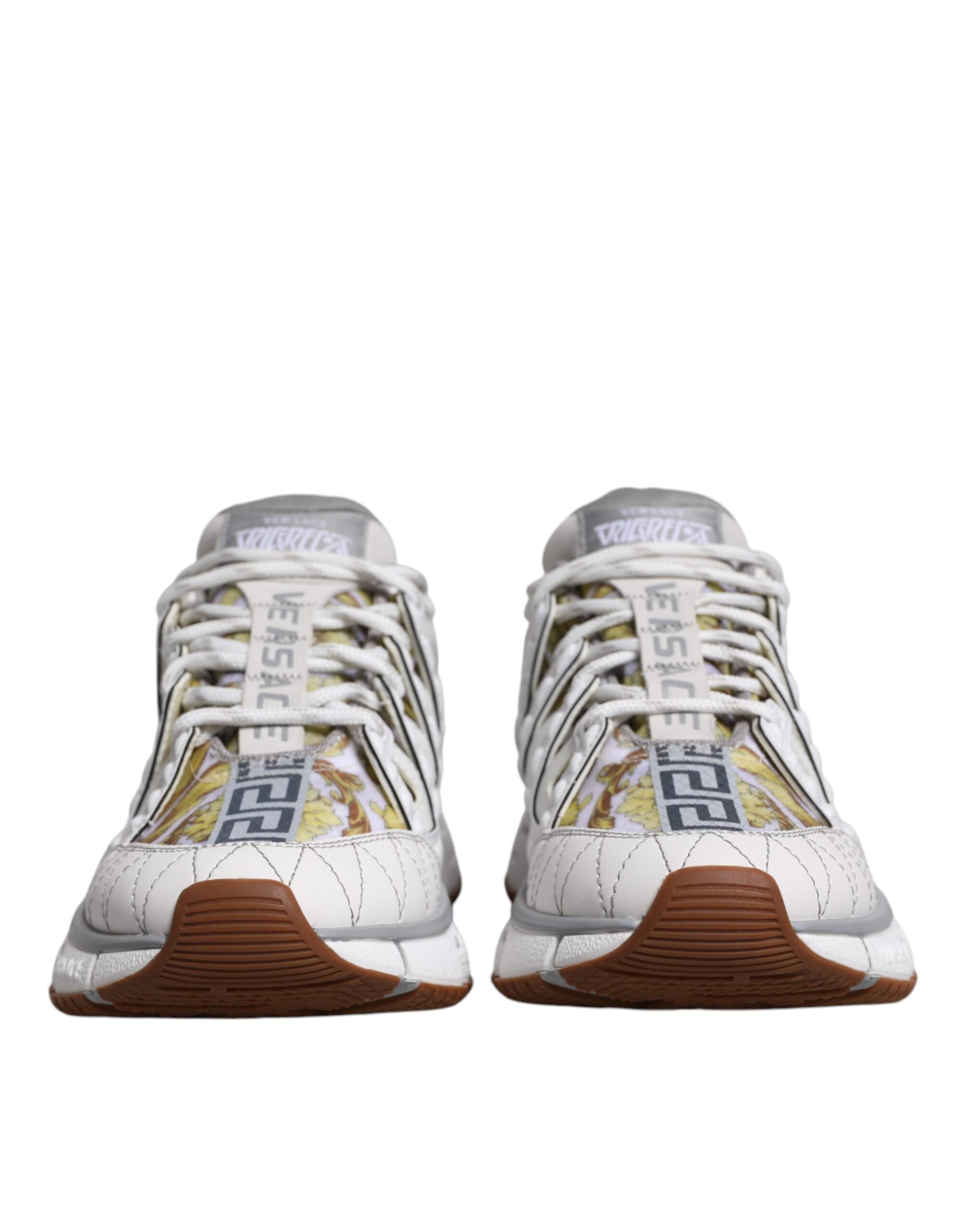 Versace White Trigreca Barocco Print Low Top Sneakers Shoes Secondary image