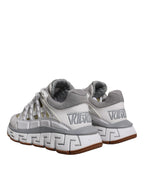 Versace White Trigreca Barocco Print Low Top Sneakers Shoes - ACCEXO