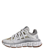 Versace White Trigreca Barocco Print Low Top Sneakers Shoes - ACCEXO