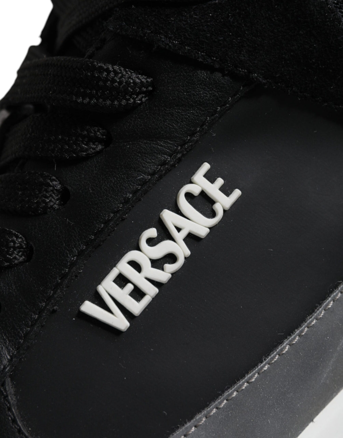 Versace Black Canvas Quad Fabric Medusa Low Top Sneaker Shoes
