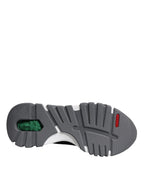 Versace Black Leather Neoprene Chunky Low Top Sneakers Squalo Shoes - ACCEXO