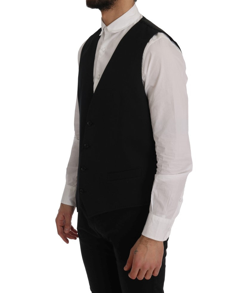 Dolce & Gabbana Sleek Black Single-Breasted Waistcoat - ACCEXO