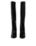 Dolce & Gabbana Black Patent Leather Vally High Boots Shoes - ACCEXO