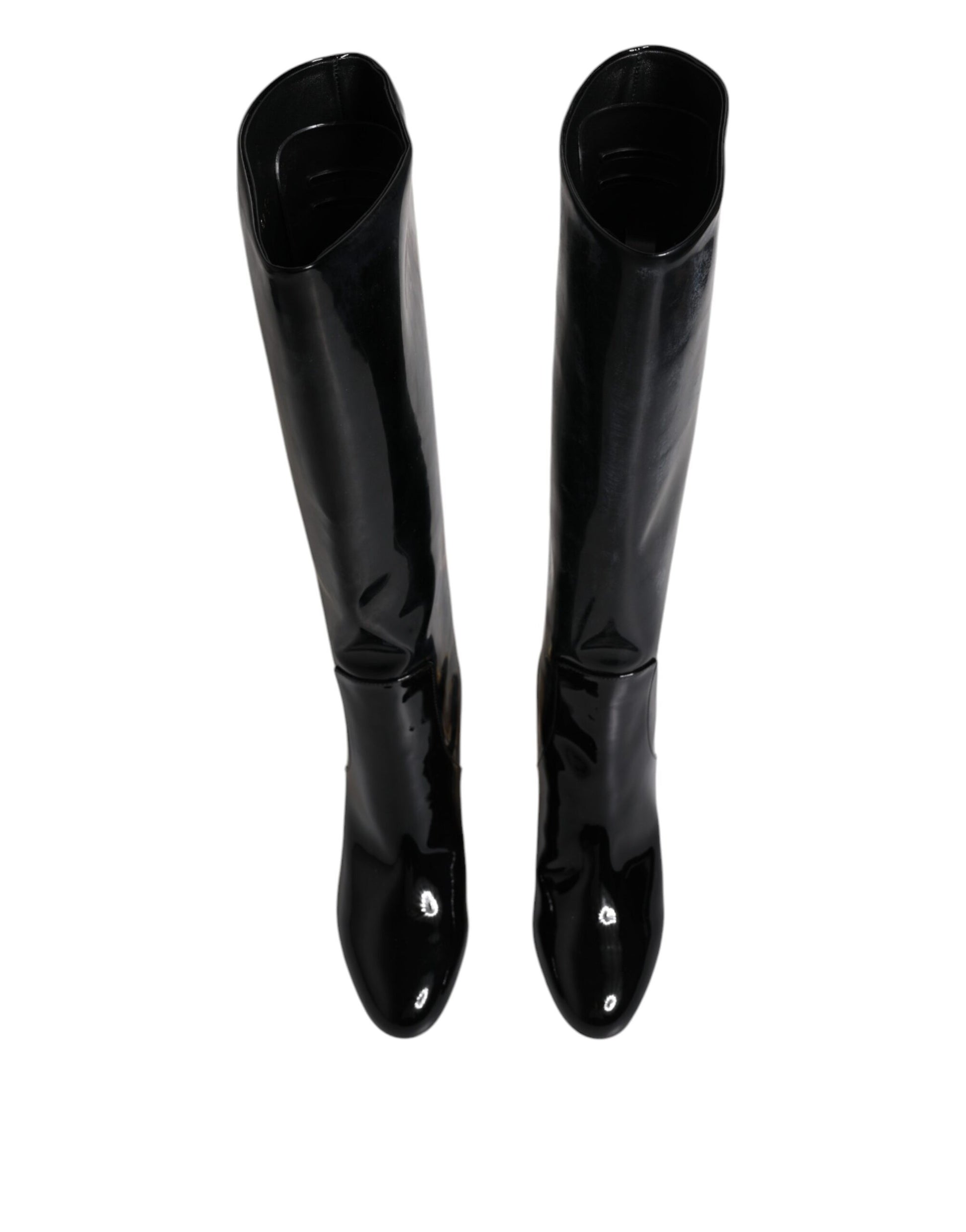 Dolce & Gabbana Black Patent Leather Vally High Boots Shoes - ACCEXO