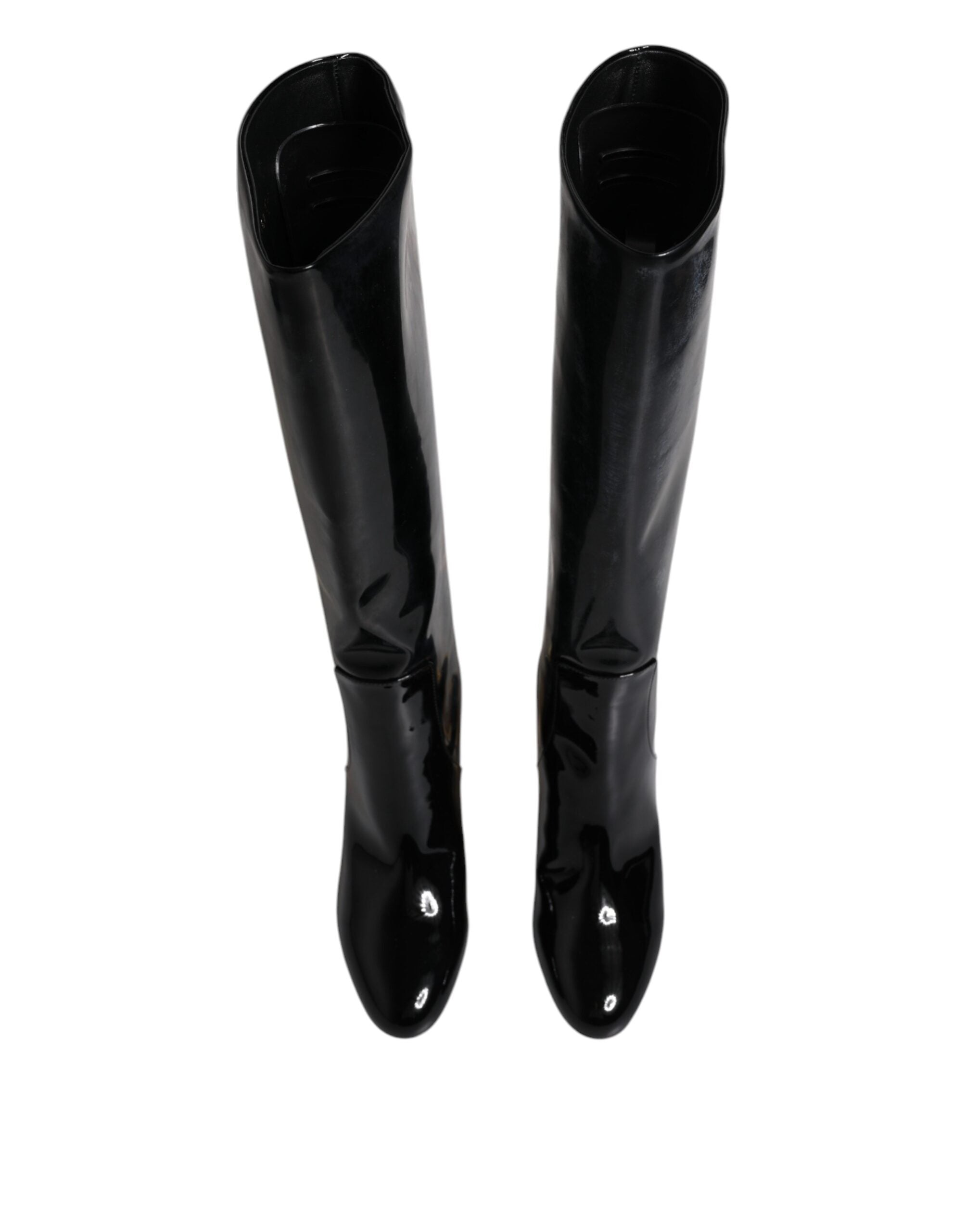 Dolce & Gabbana Black Patent Leather Vally High Boots Shoes - ACCEXO