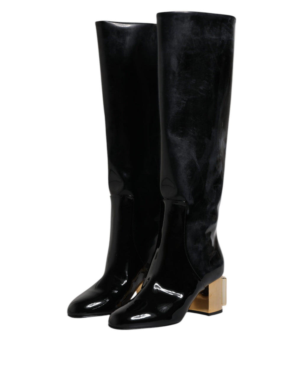 Dolce & Gabbana Black Patent Leather Vally High Boots Shoes - ACCEXO