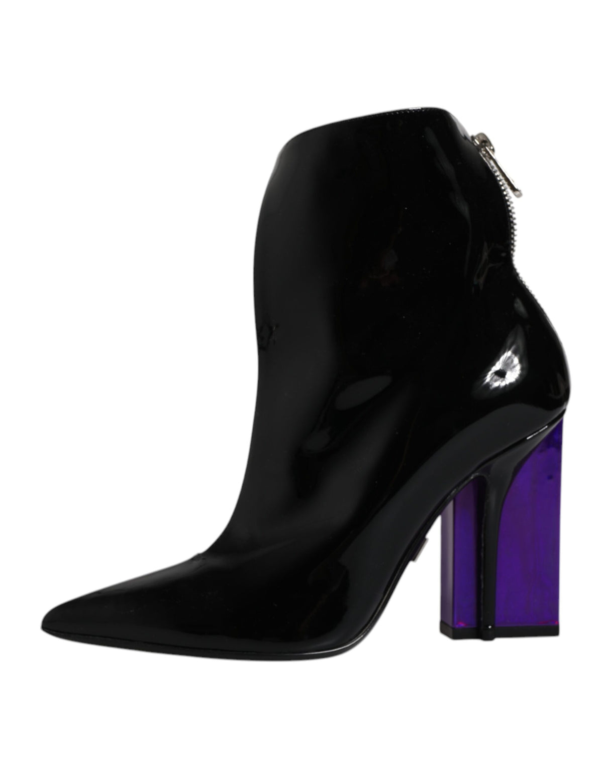 Dolce & Gabbana Purple Black Pointed Ankle Boots Shoes