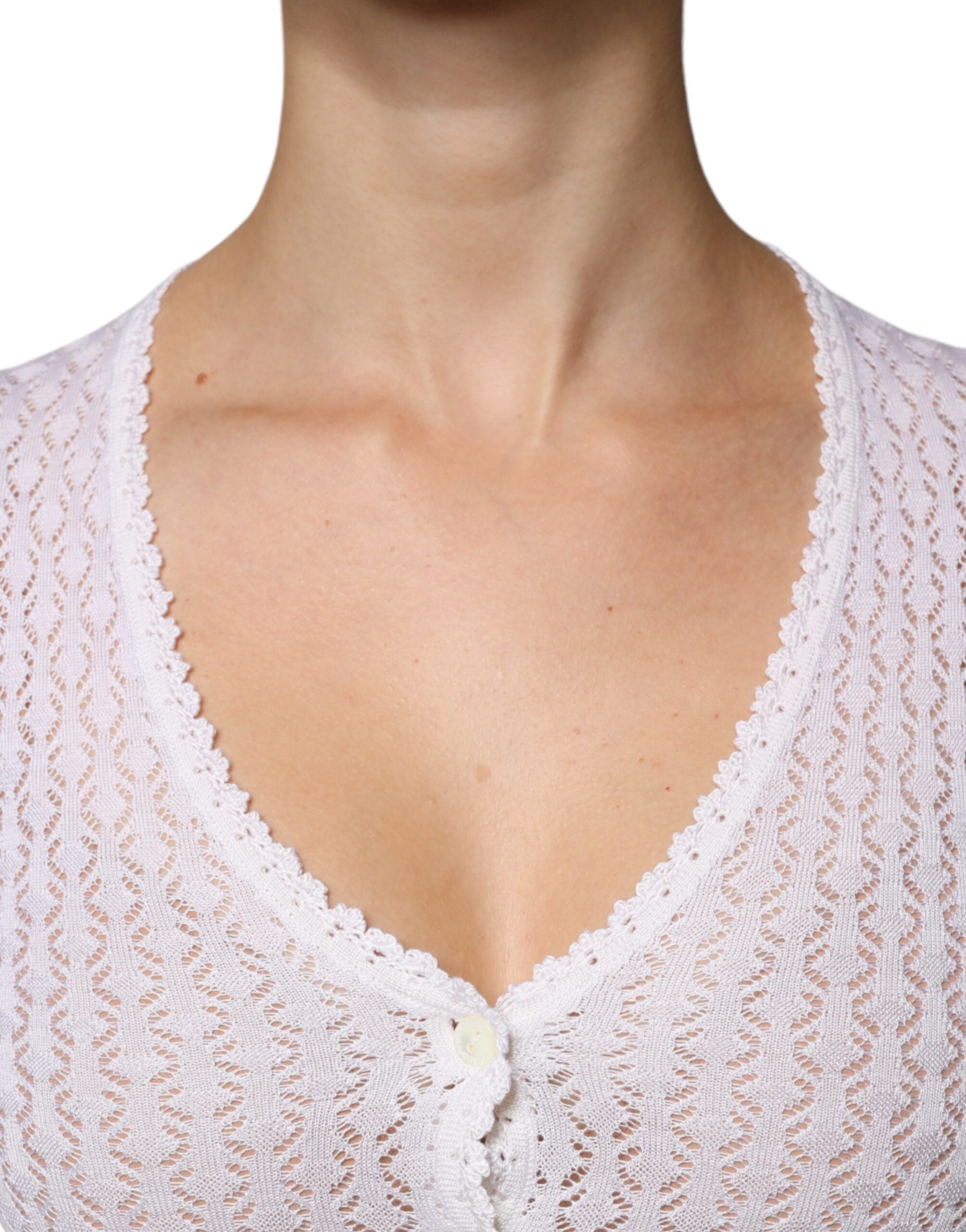 Dolce & Gabbana White Silk Button Down Cardigan Sweater - ACCEXO