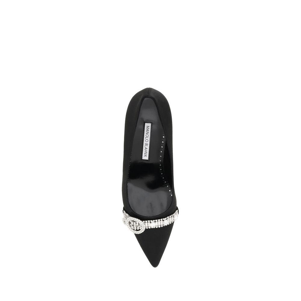 Manolo Blahnik Black Asapump Satin Pumps