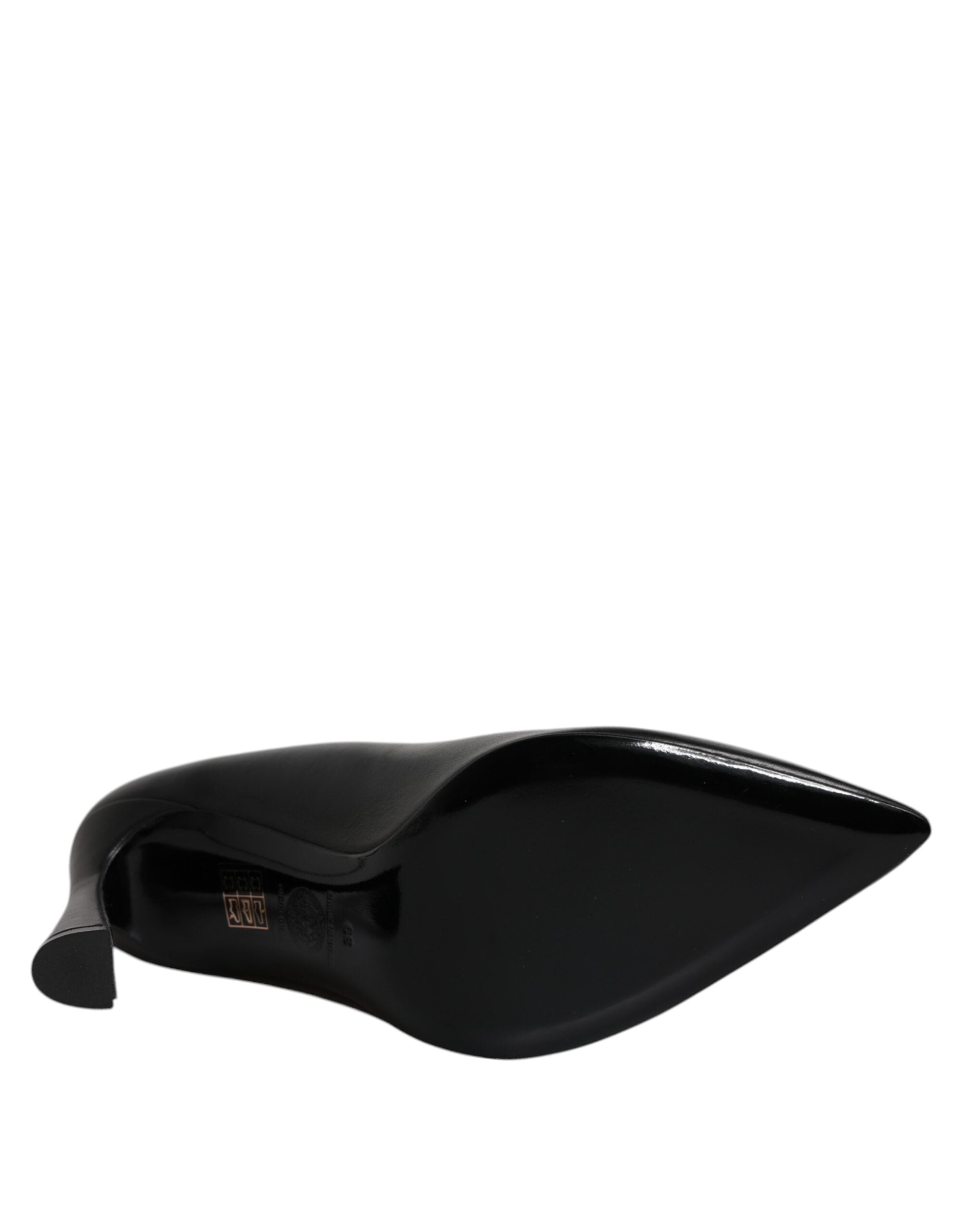 Versace Black Leather Logo Plaque High Heels Pumps Shoes - ACCEXO