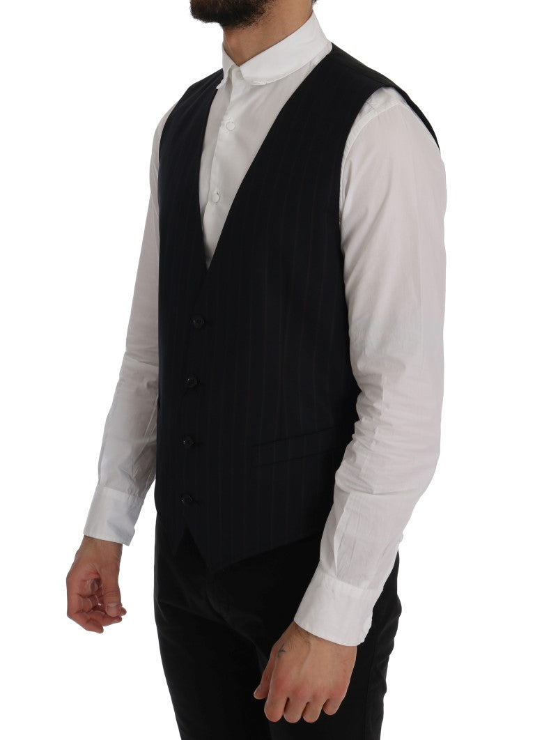 Dolce & Gabbana Elegant Striped Wool Blend Vest Waistcoat - ACCEXO