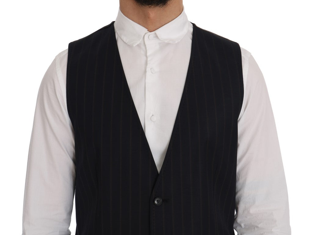 Dolce & Gabbana Elegant Striped Wool Blend Vest Waistcoat - ACCEXO