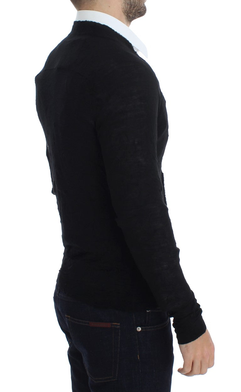 Costume National Elegant Black Merino Wool Cardigan - ACCEXO
