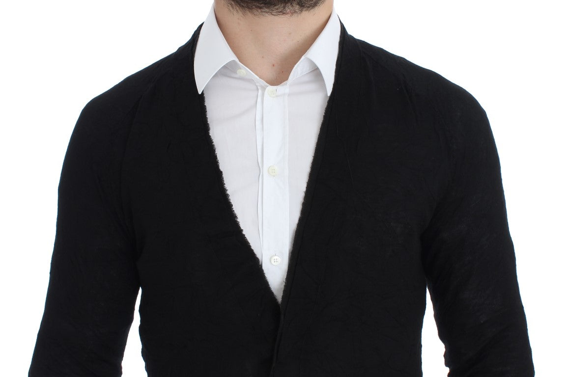 Costume National Elegant Black Merino Wool Cardigan - ACCEXO