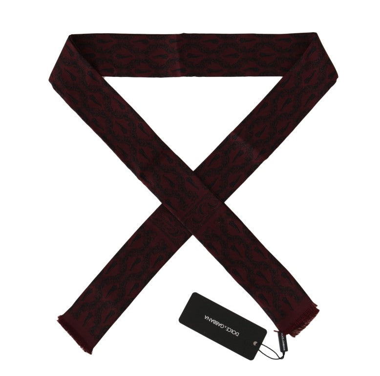 Dolce & Gabbana Silk Bordeaux Crown Chili Print Mens Scarf - ACCEXO