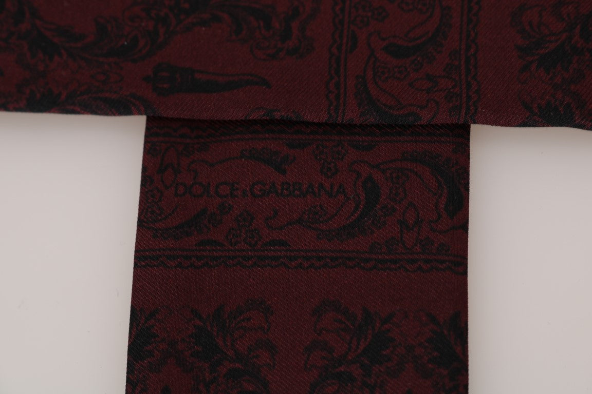 Dolce & Gabbana Silk Bordeaux Crown Chili Print Mens Scarf - ACCEXO