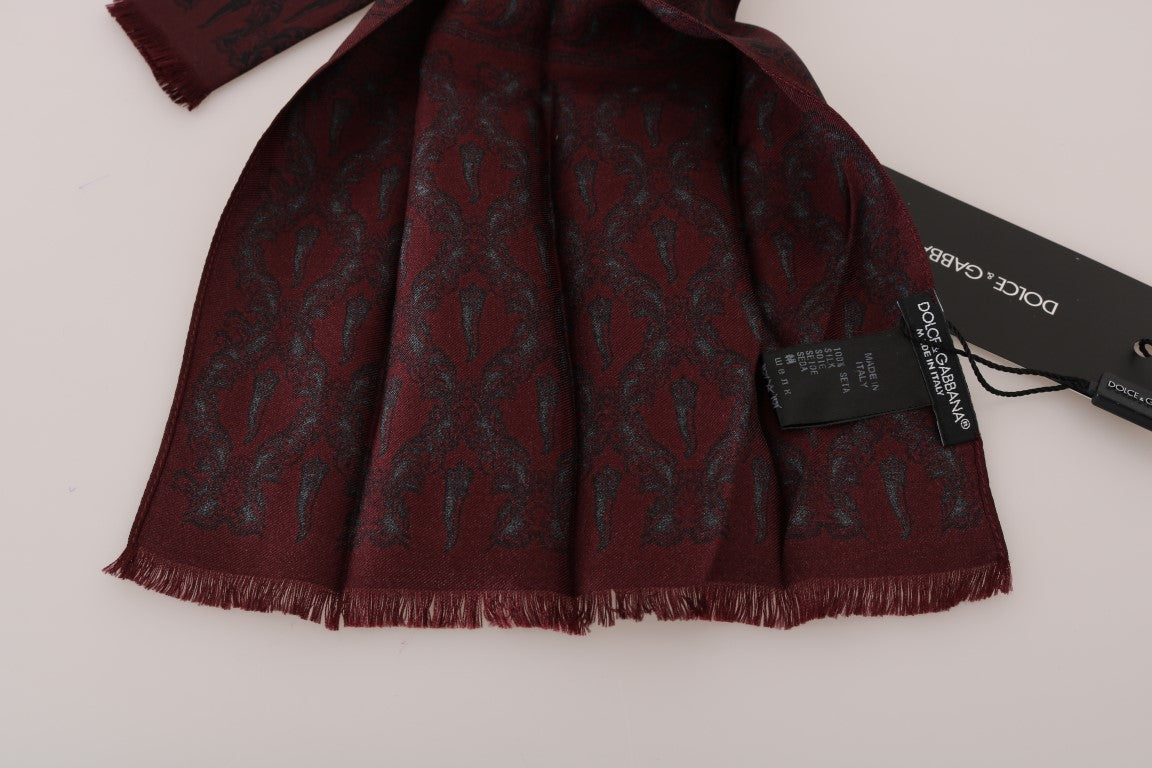 Dolce & Gabbana Silk Bordeaux Crown Chili Print Mens Scarf - ACCEXO