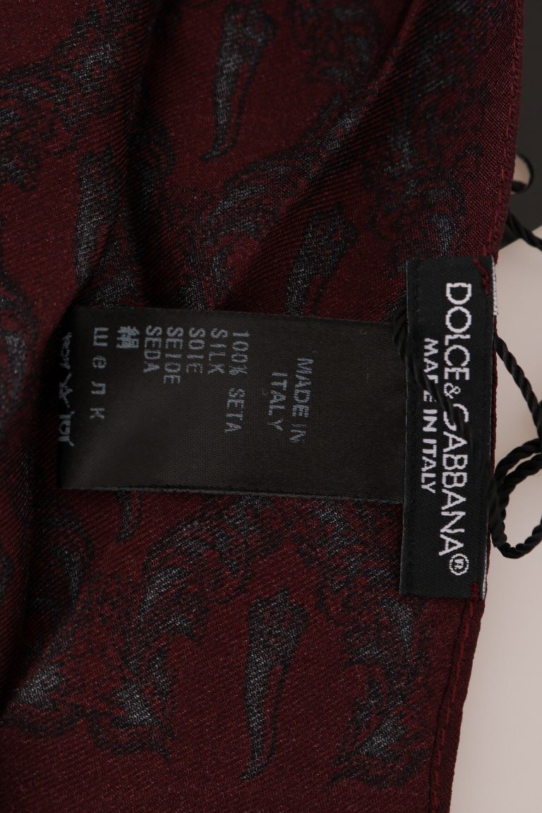 Dolce & Gabbana Silk Bordeaux Crown Chili Print Mens Scarf - ACCEXO