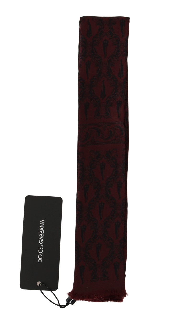 Dolce & Gabbana Silk Bordeaux Crown Chili Print Mens Scarf - ACCEXO