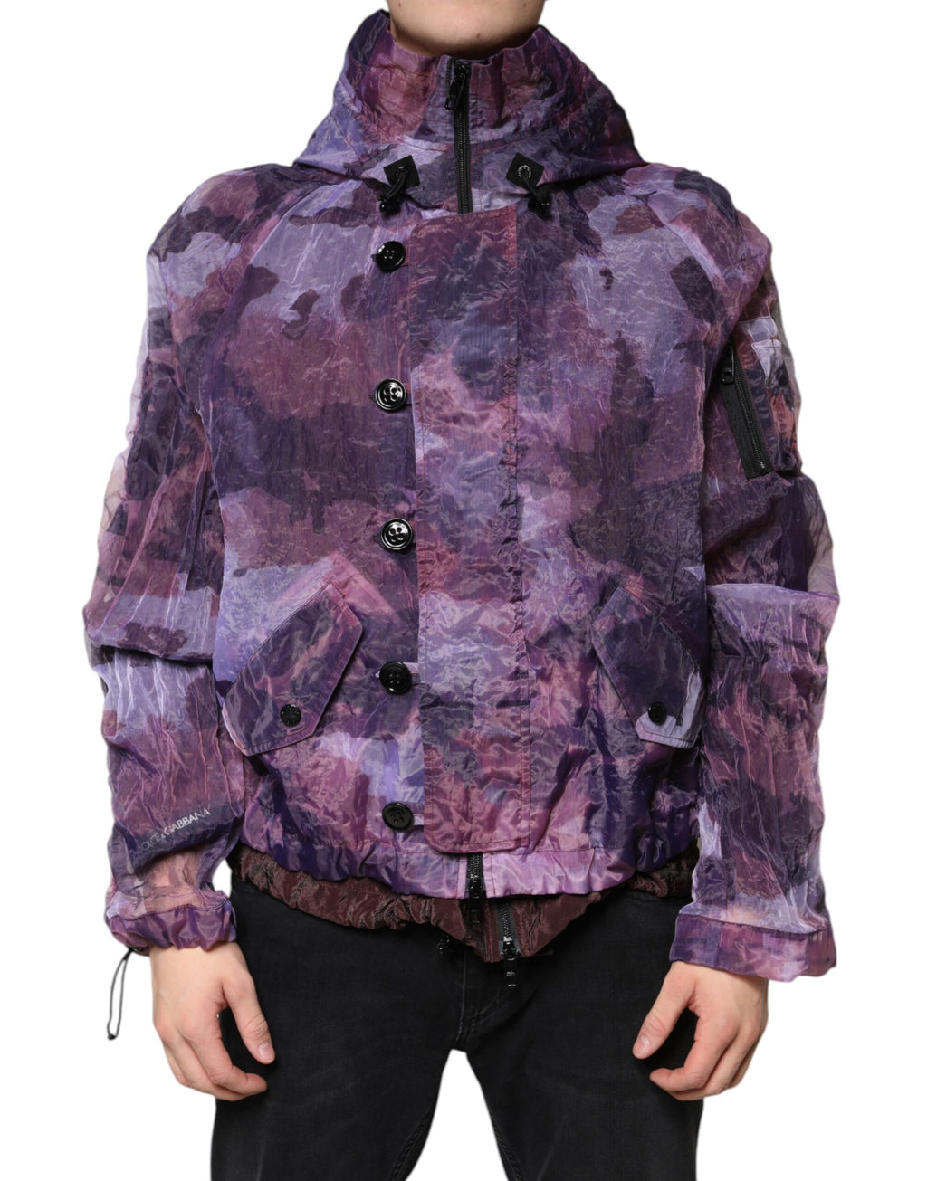 Dolce & Gabbana Purple Camouflage Hooded Men Blouson Jacket - ACCEXO
