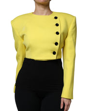 Dolce & Gabbana Lemon Yellow Wool Long Sleeves Cropped Coat Jacket for Women