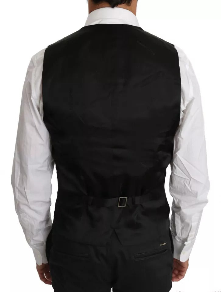 Dolce & Gabbana Black Wool Logo Waistcoat Vest - ACCEXO