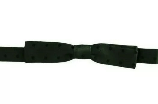 Dolce & Gabbana Green Dotted Silk Adjustable Neck Bow Tie for Men