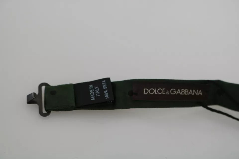 Dolce & Gabbana Green Dotted Silk Adjustable Neck Bow Tie - ACCEXO