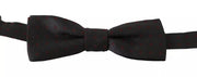 Dolce & Gabbana Gray Dotted Silk Adjustable Neck Bow Tie for Men