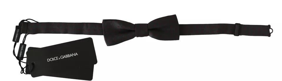 Dolce & Gabbana Gray Dotted Silk Adjustable Neck Bow Tie - ACCEXO