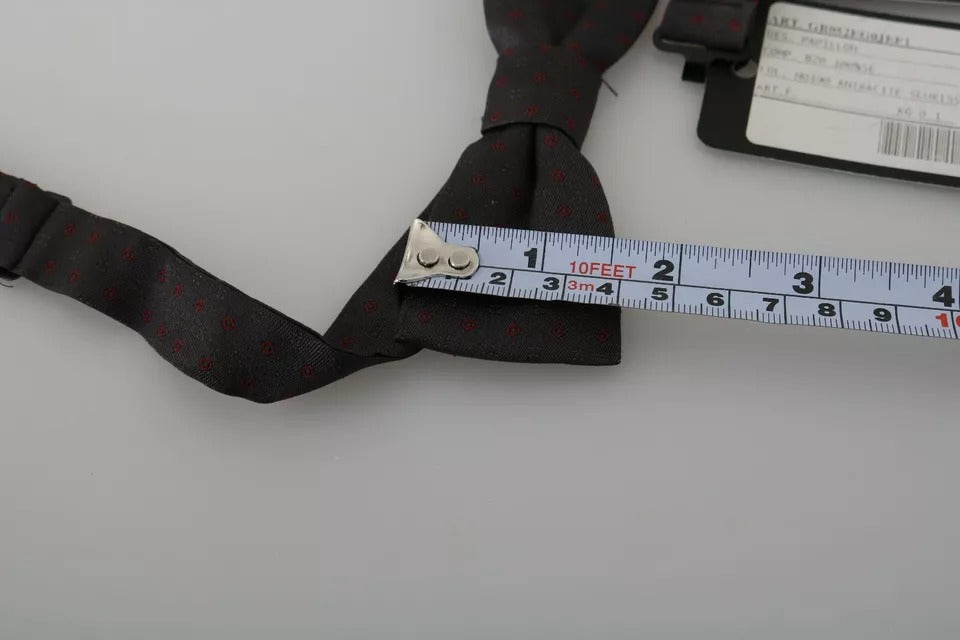 Dolce & Gabbana Gray Dotted Silk Adjustable Neck Bow Tie - ACCEXO