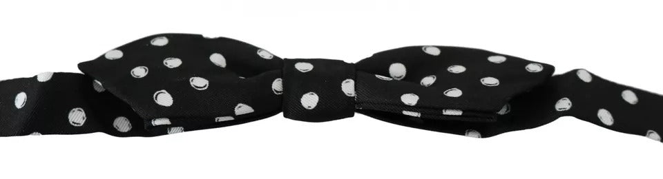 Dolce & Gabbana Black Polka Dots Adjustable Neck Bow Tie for Men