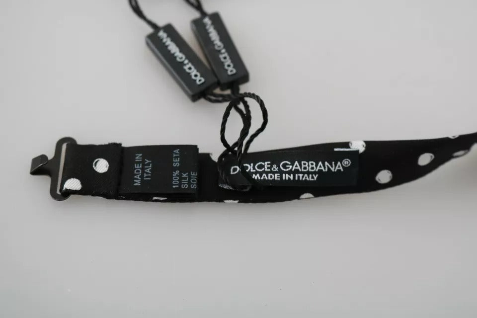 Dolce & Gabbana Black Polka Dots Adjustable Neck Bow Tie - ACCEXO
