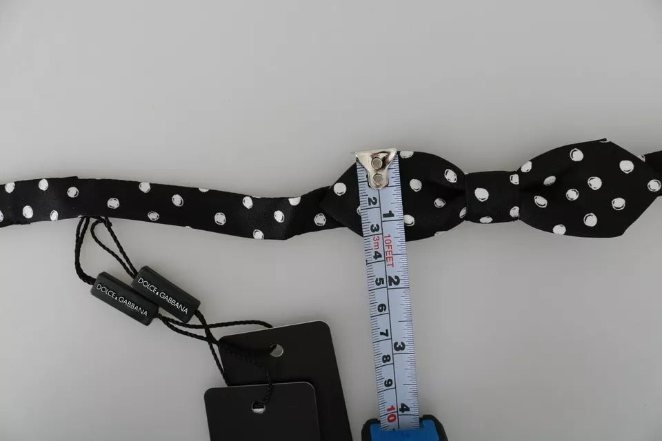 Dolce & Gabbana Black Polka Dots Adjustable Neck Bow Tie - ACCEXO
