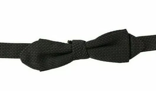 Dolce & Gabbana Gray Pattern Silk Adjustable Neck Bow Tie for Men