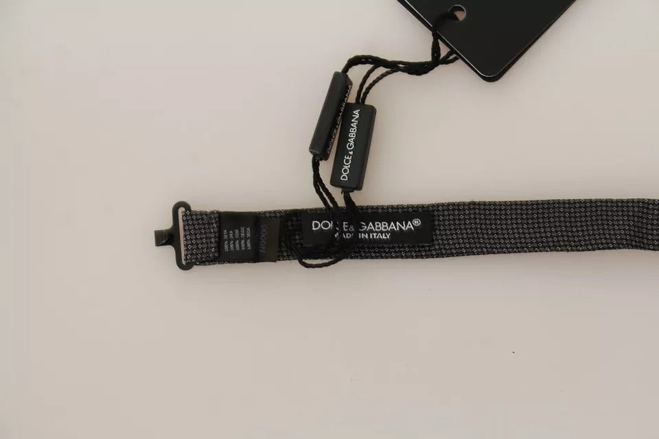 Dolce & Gabbana Gray Pattern Silk Adjustable Neck Bow Tie - ACCEXO