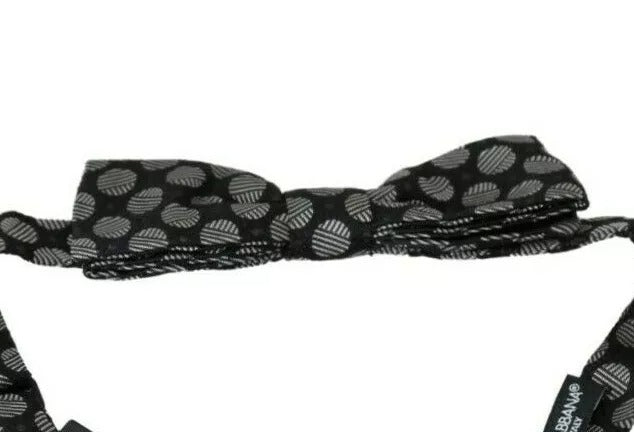 Dolce & Gabbana Black Silk Circles Men Necktie Bow Tie - ACCEXO