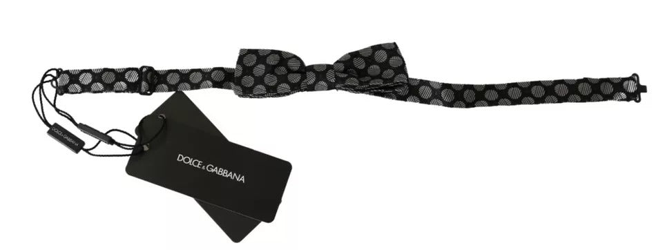 Dolce & Gabbana Black Silk Circles Men Necktie Bow Tie - ACCEXO