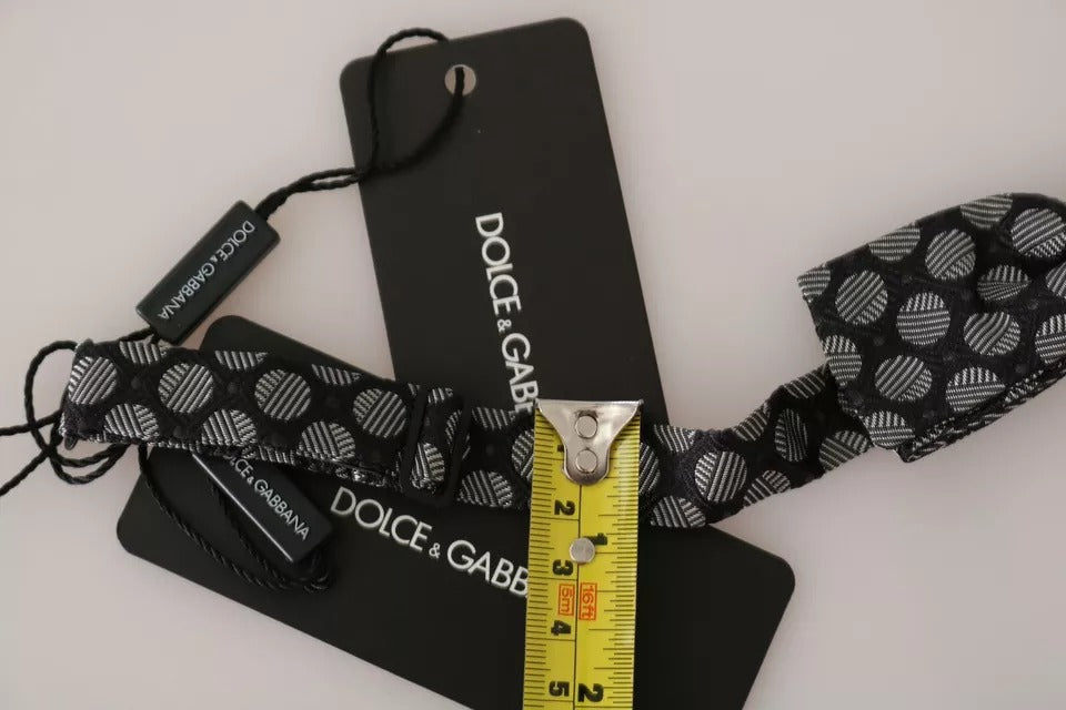 Dolce & Gabbana Black Silk Circles Men Necktie Bow Tie - ACCEXO