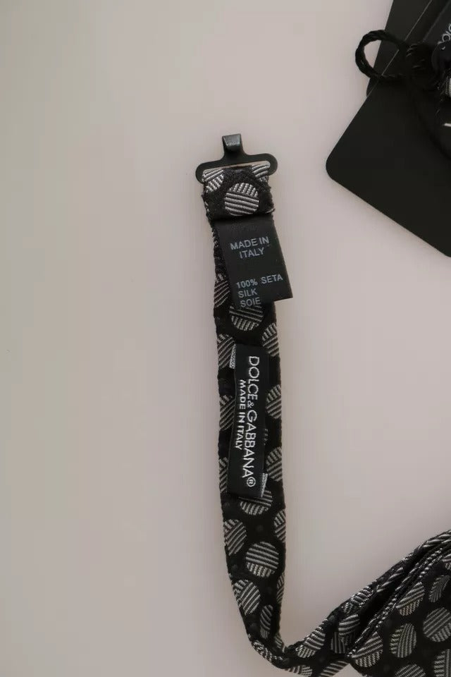 Dolce & Gabbana Black Silk Circles Men Necktie Bow Tie - ACCEXO