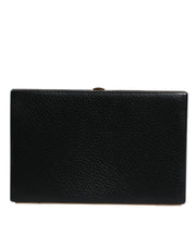 Dolce & Gabbana Black Leather Gold Frame Clutch Evening Party Purse Bag for Women
