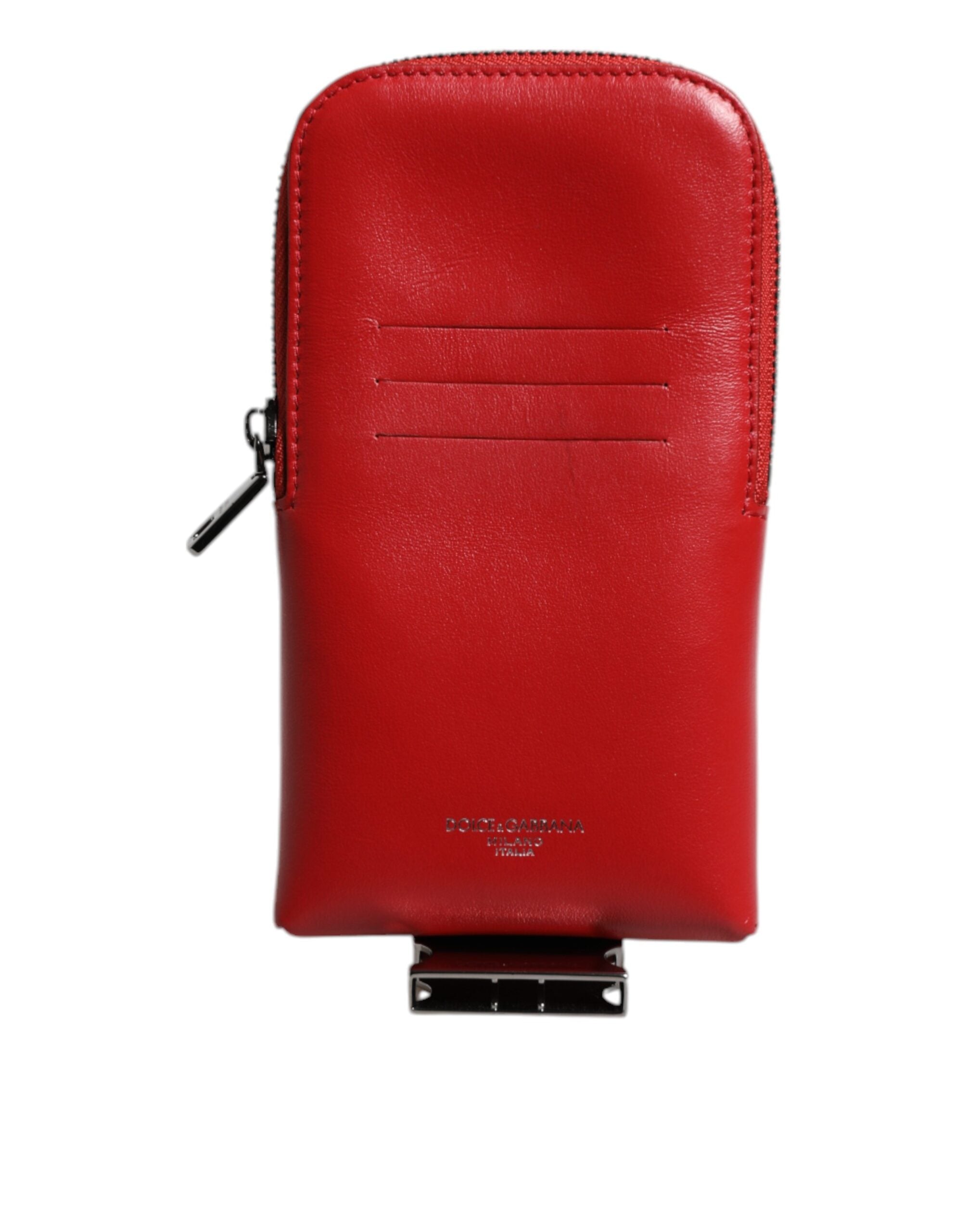 Dolce & Gabbana Red Leather Logo Zip Around Card Holder Wide Strap Wallet (Copy) - ACCEXO