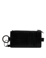 Dolce & Gabbana Black Horse Leather Lanyard Logo Card Holder Wallet for Men
