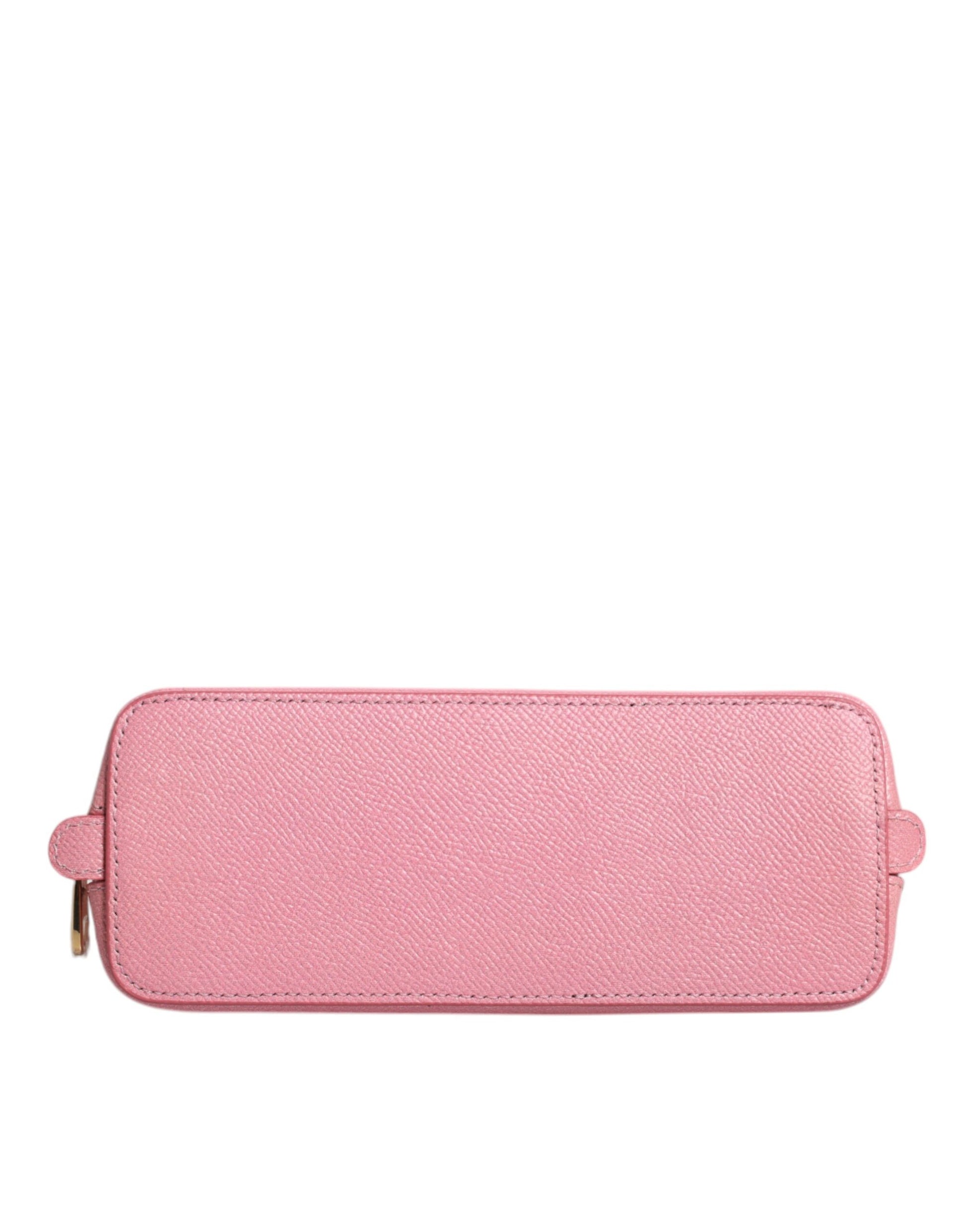 Dolce & Gabbana Pink Leather DG Logo Zip Around Hand Purse Pouch Wallet - ACCEXO
