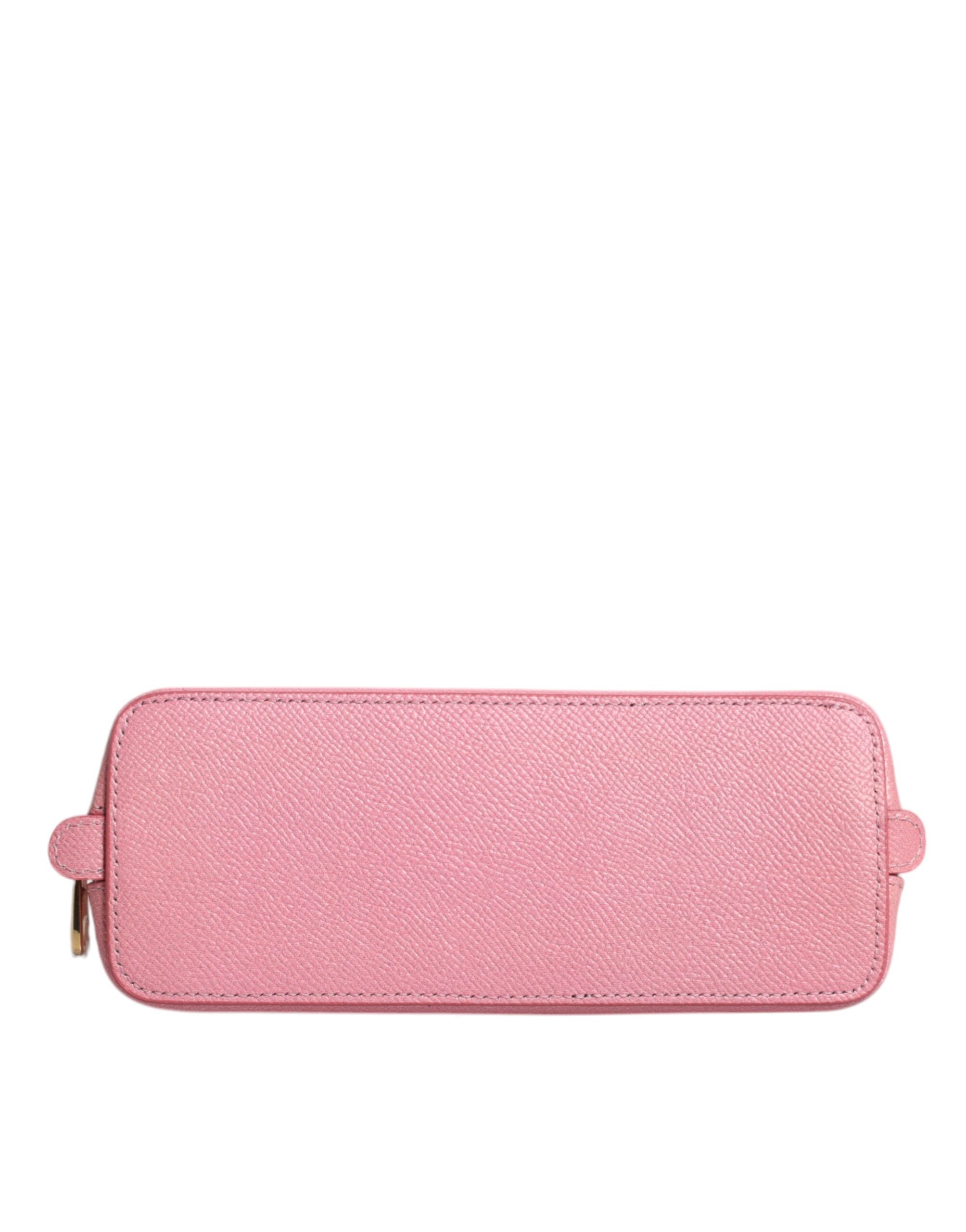 Dolce & Gabbana Pink Leather DG Logo Zip Around Hand Purse Pouch Wallet - ACCEXO