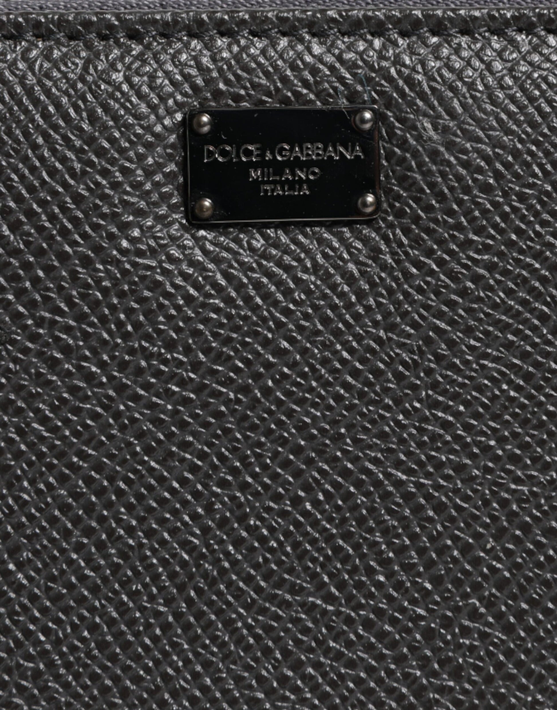 Dolce & Gabbana Dark Gray Leather DG Logo Zip Around Continental Wallet - ACCEXO