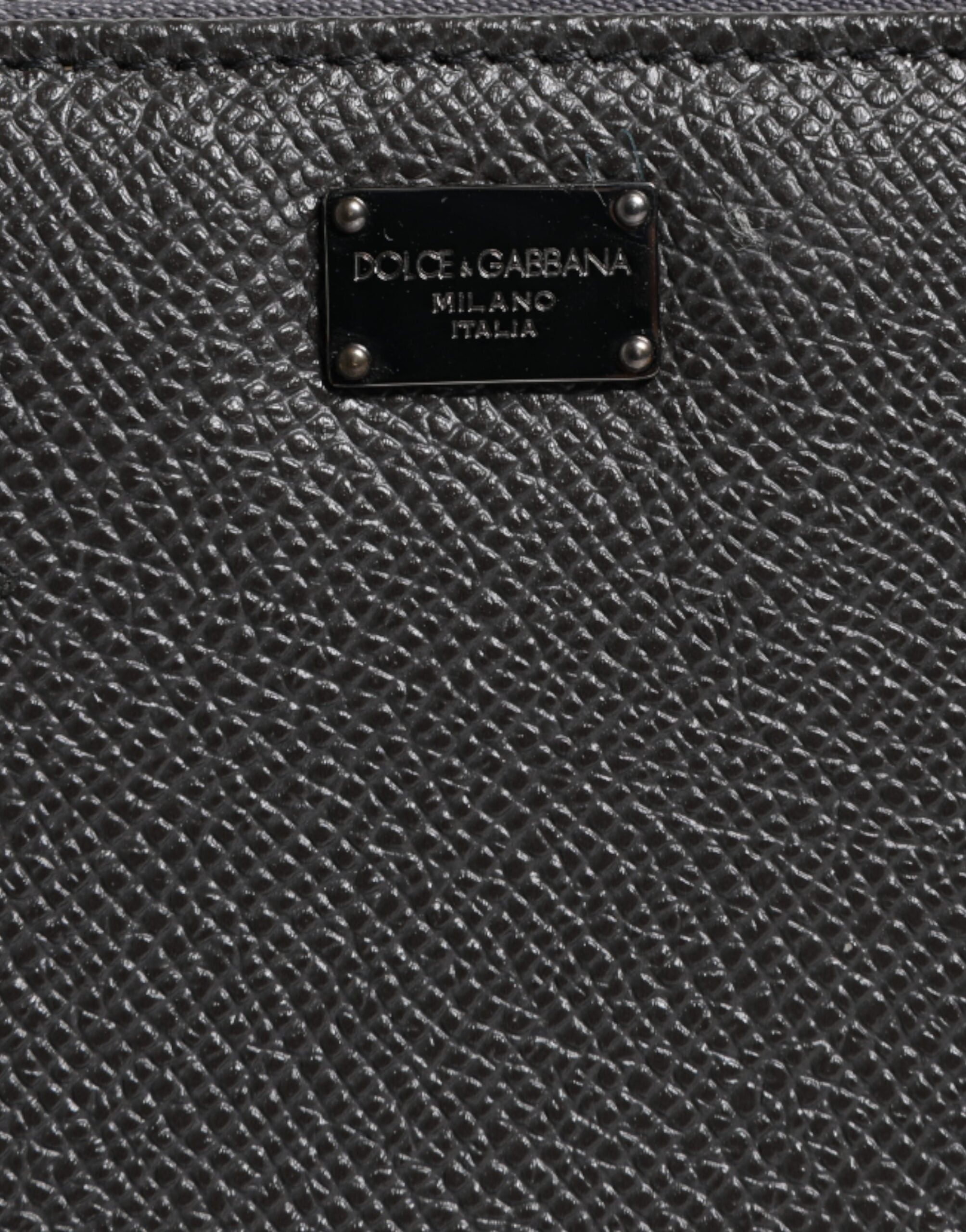 Dolce & Gabbana Dark Gray Leather DG Logo Zip Around Continental Wallet - ACCEXO