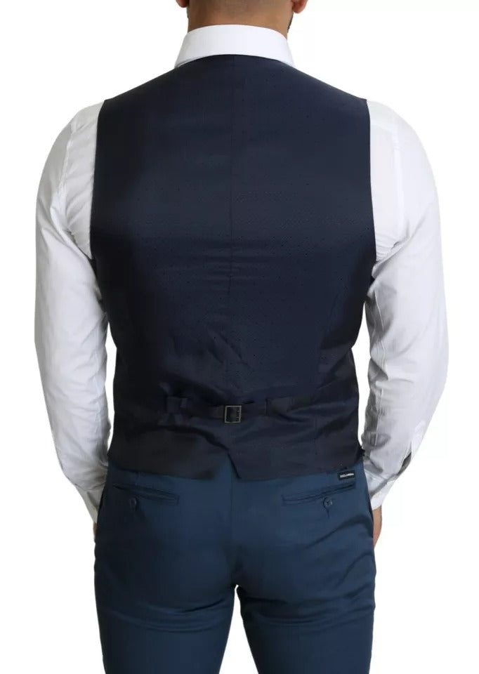 Dolce & Gabbana Navy Blue Men Formal Dress Waistcoat Vest - ACCEXO
