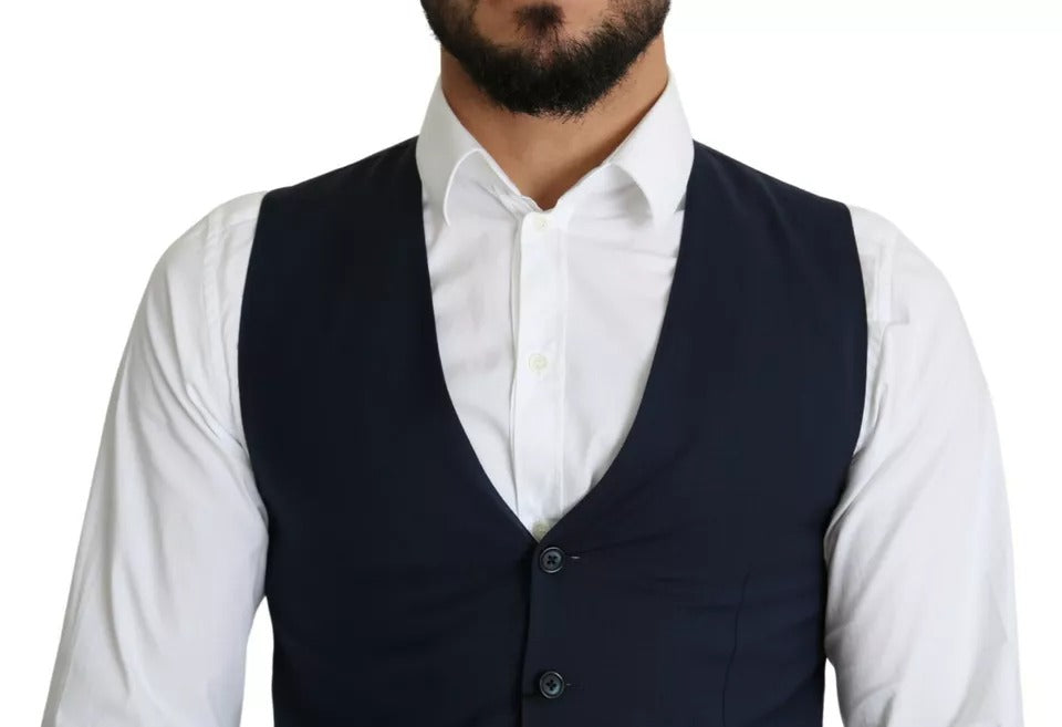 Dolce & Gabbana Navy Blue Men Formal Dress Waistcoat Vest - ACCEXO